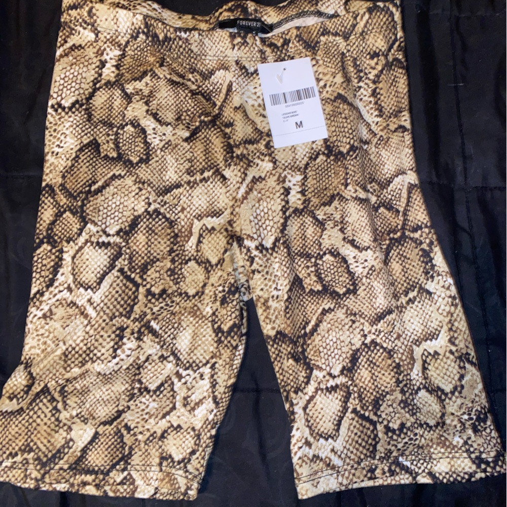 Snake print biker shorts